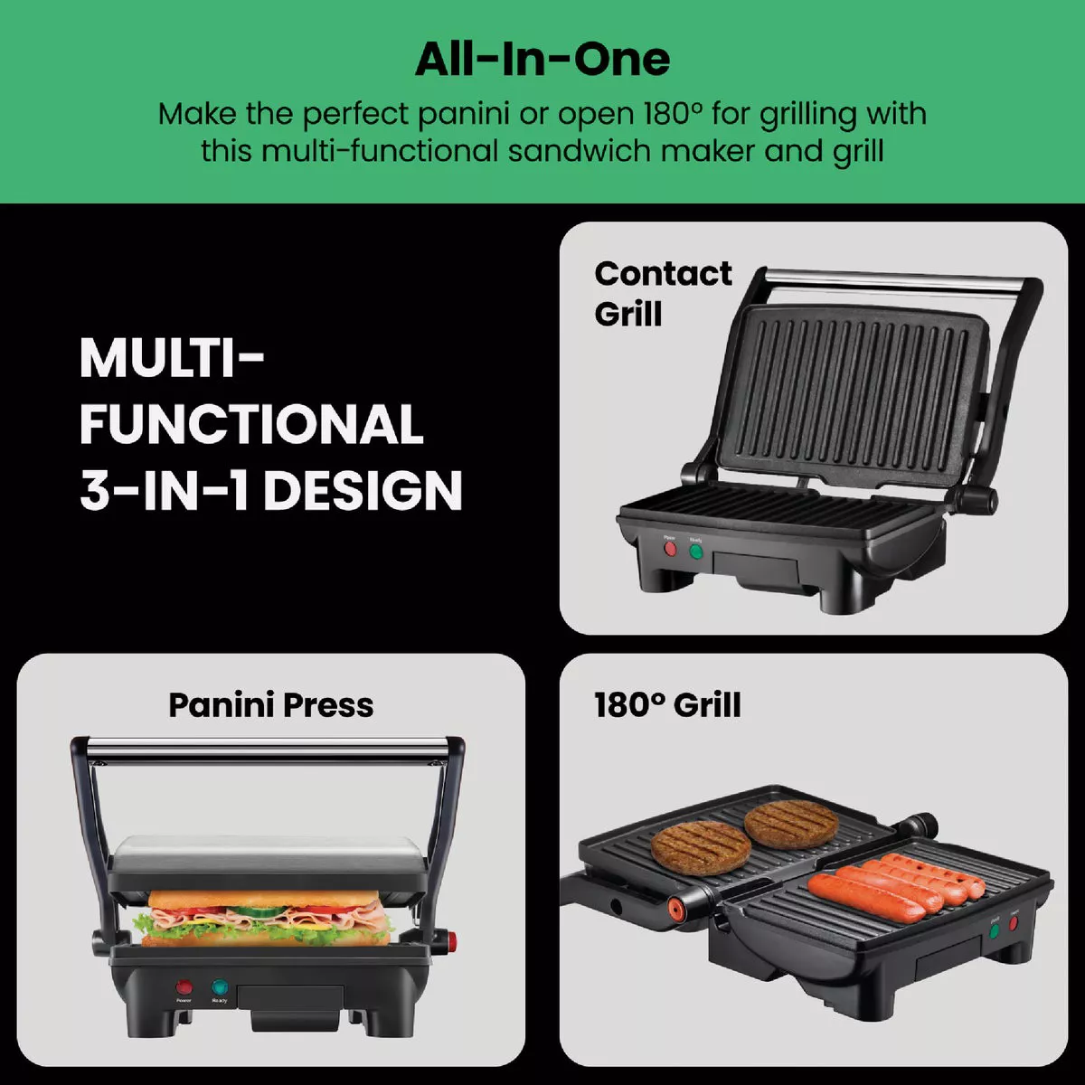 Chefman Electric Panini Press Grill and Gourmet Sandwich Maker (2 Slice) - photo 3
