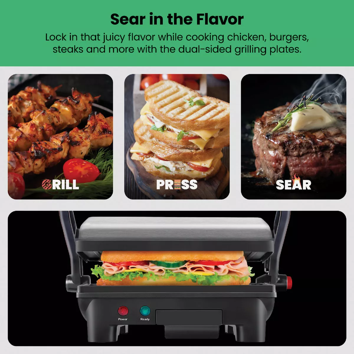 Chefman Electric Panini Press Grill and Gourmet Sandwich Maker (2 Slice) - photo 4