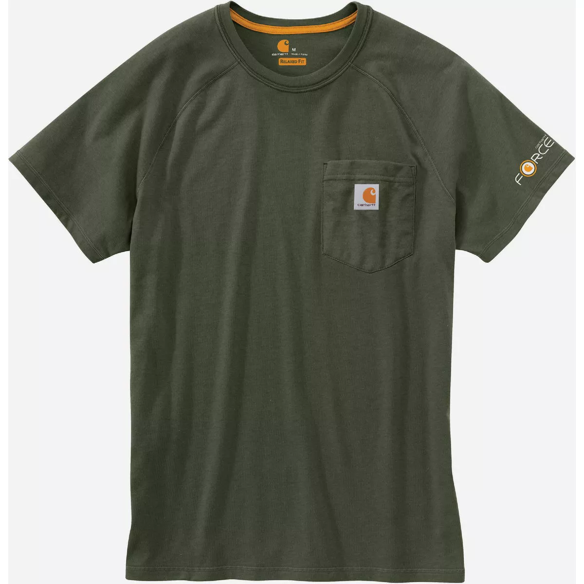 Carhartt Force Men's XL Tall Moss Short Sleeve Midweight Pocket T-Shirt, Relaxed Fit