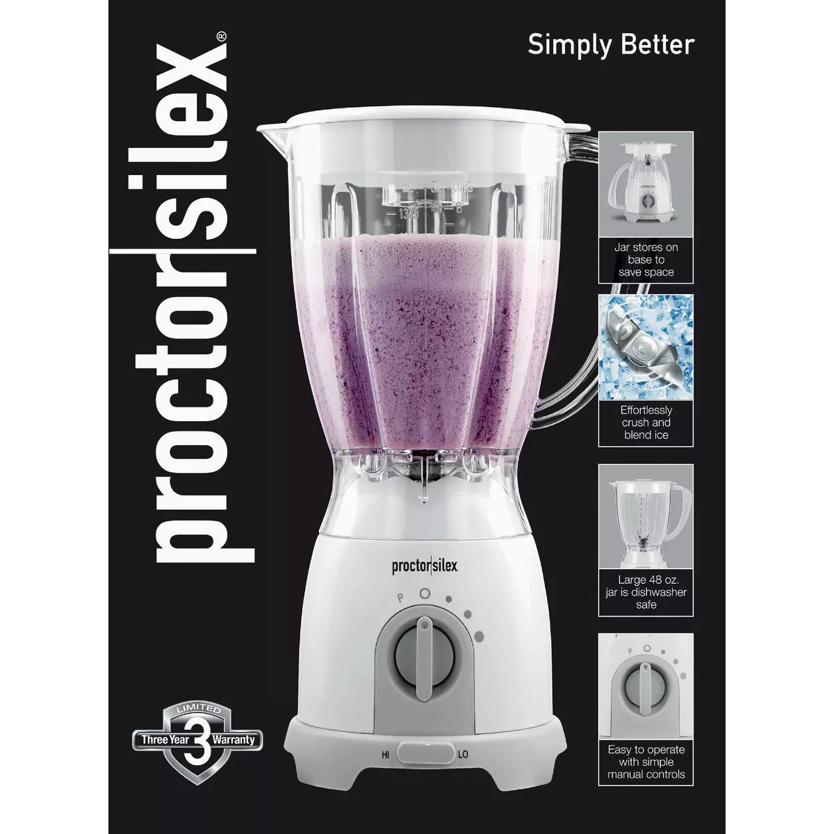 Proctor-Silex 48 Oz. 8-Speed White Blender - photo 2