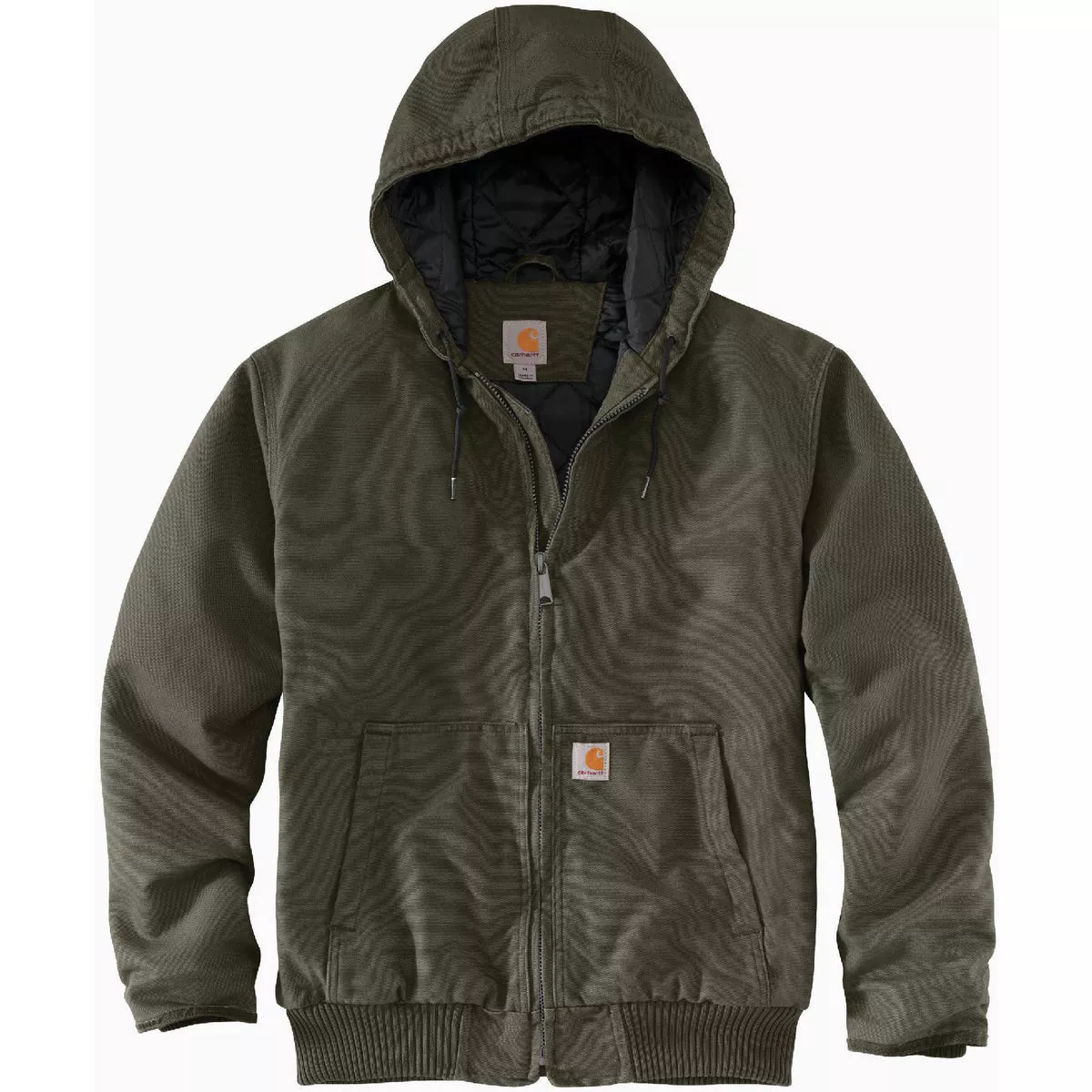 Carhartt Men's Medium Tall Moss Washed Duck Quilted Nylon-Lined Insulated Active Jacket, Loose Fit