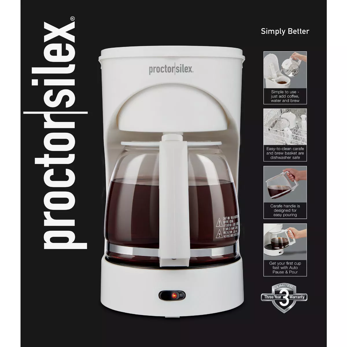 Proctor-Silex 12 Cup White Coffee Maker - photo 2