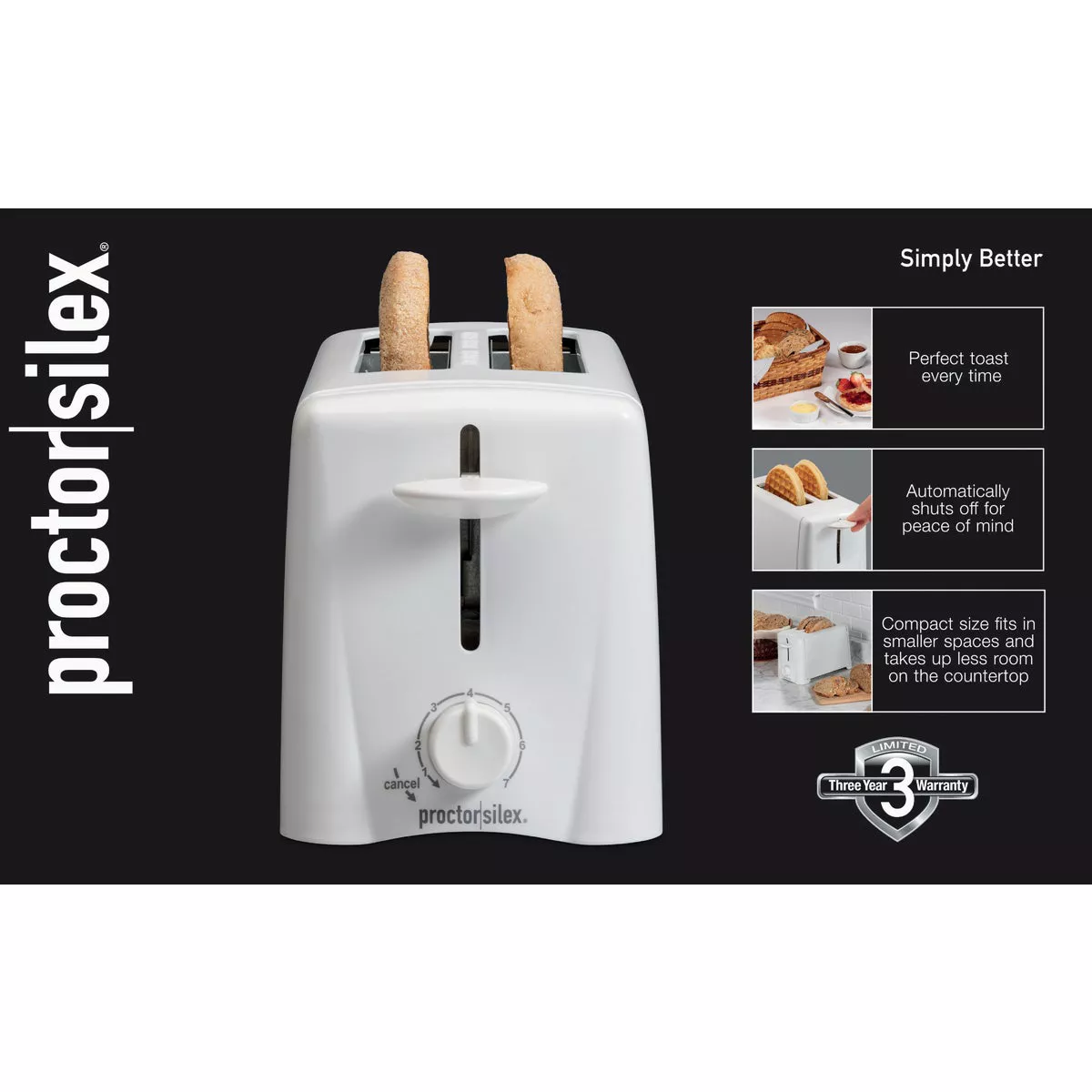 Proctor Silex 2-Slice White Toaster - photo 2