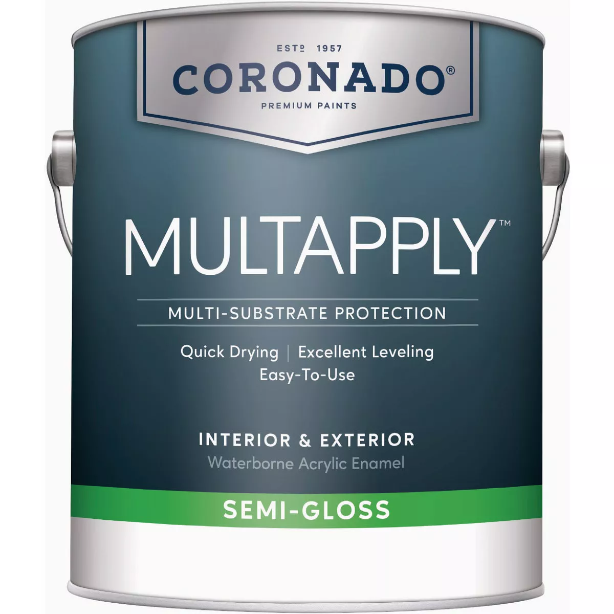 Coronado Multapply Waterborne Acrylic Semi Gloss Interior/Exterior Enamel, Black, 1 Gal.
