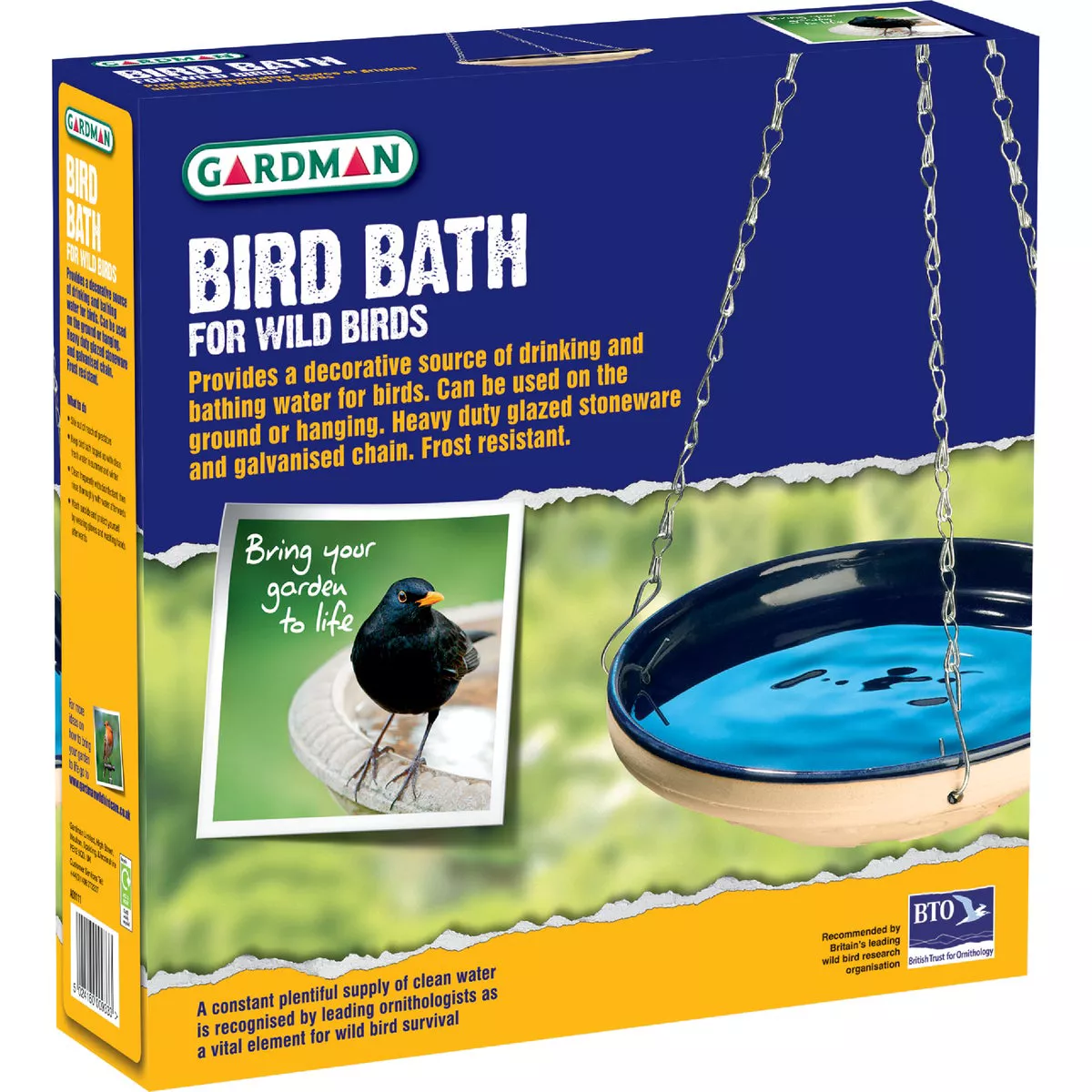 Gardman Stoneware Blue Bird Bath