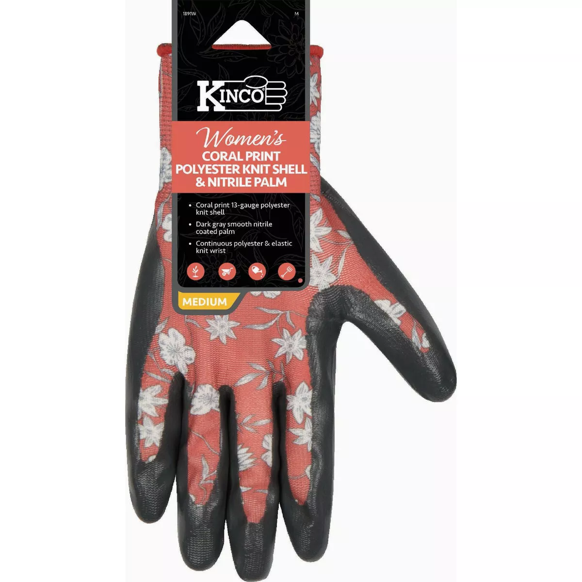 Kinco Women's Large Polyester Knit Shell & Nitrile Palm Glove-