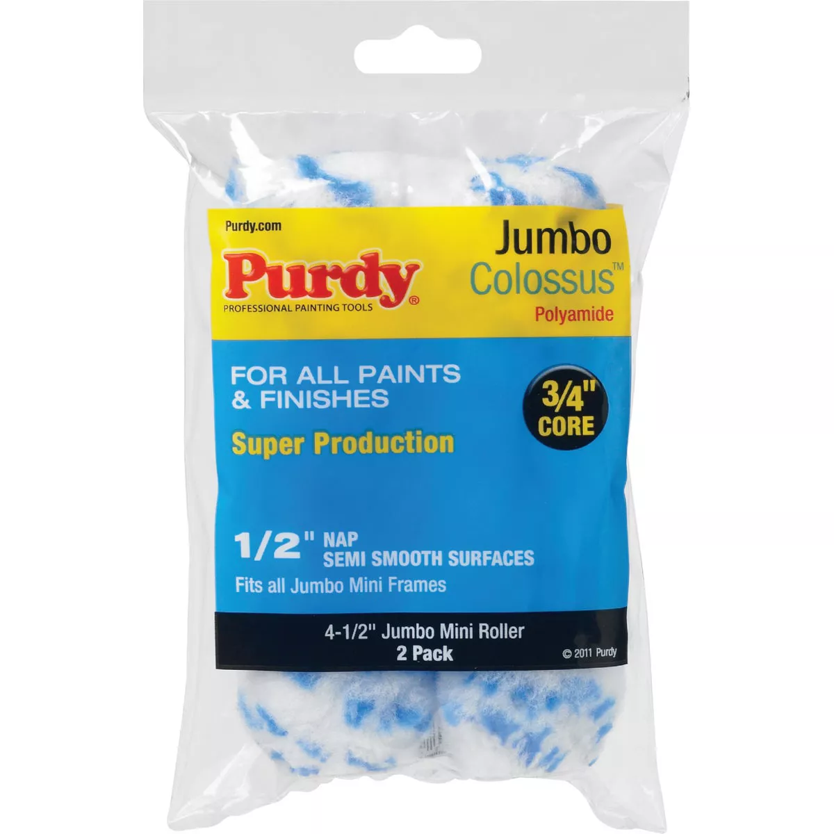 Purdy Colossus Jumbo Mini Roller Cover, 4-1/2 In. x 1/2 In. (2-Pack)