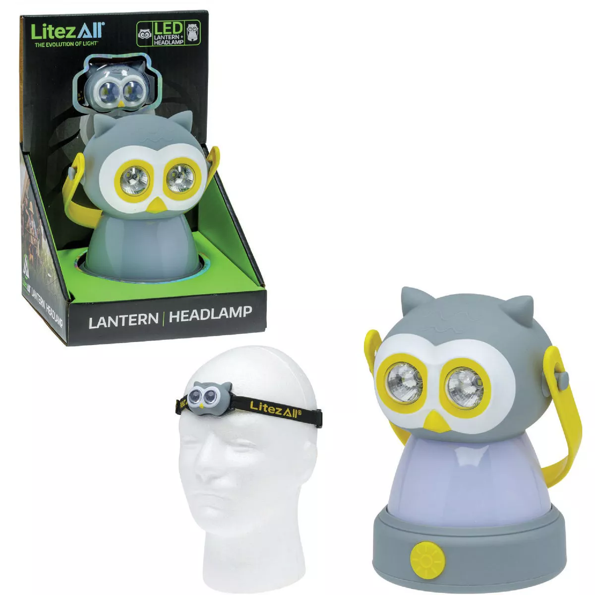 LitezAll Owl Headlamp & Lantern Combo Pack-