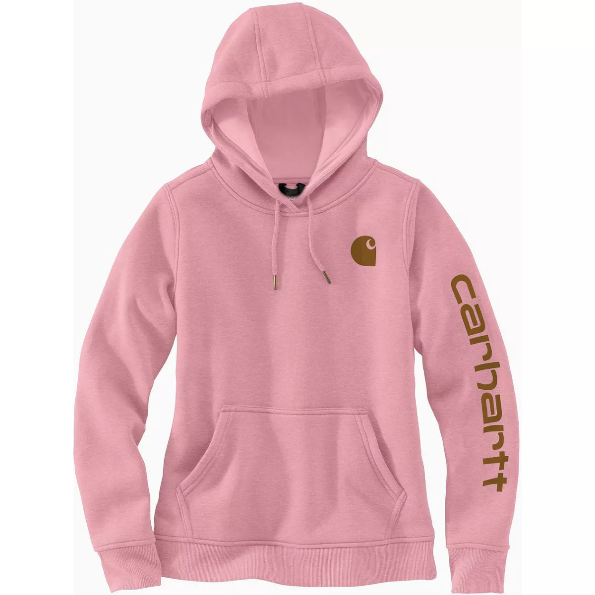 Carhartt Women's Small Regular Foxglove Heather Midweight Logo Sleeve Graphic Pullover Hooded Sweatshirt, Relaxed Fit