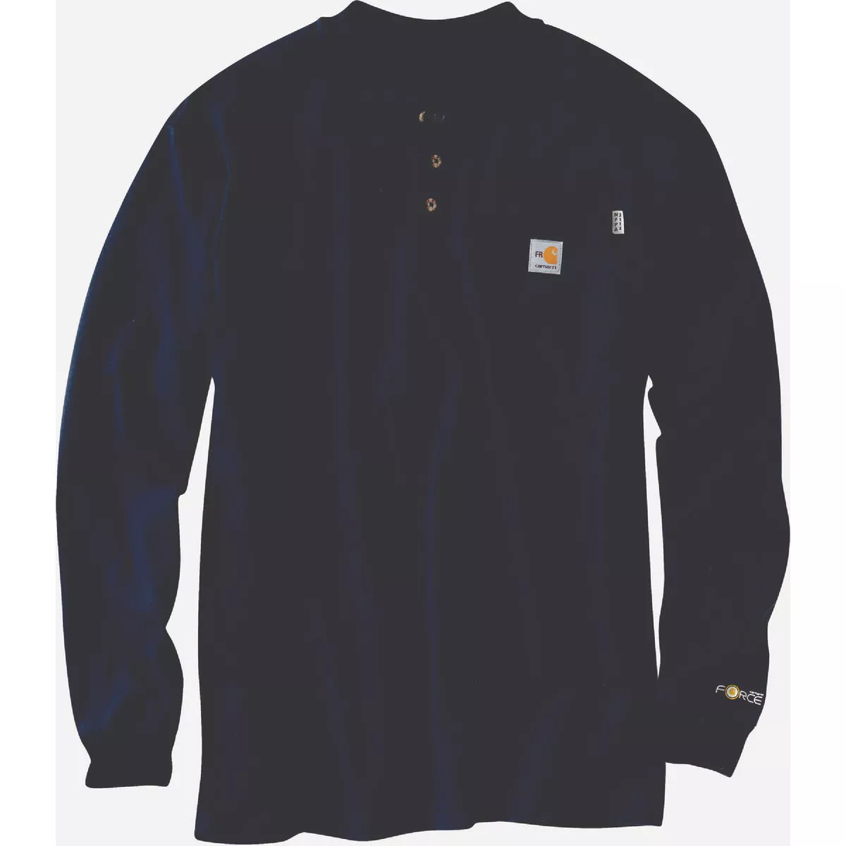 Carhartt Force Men's Medium Regular Dark Navy Long Sleeve Flame-Resistant Cotton Henley