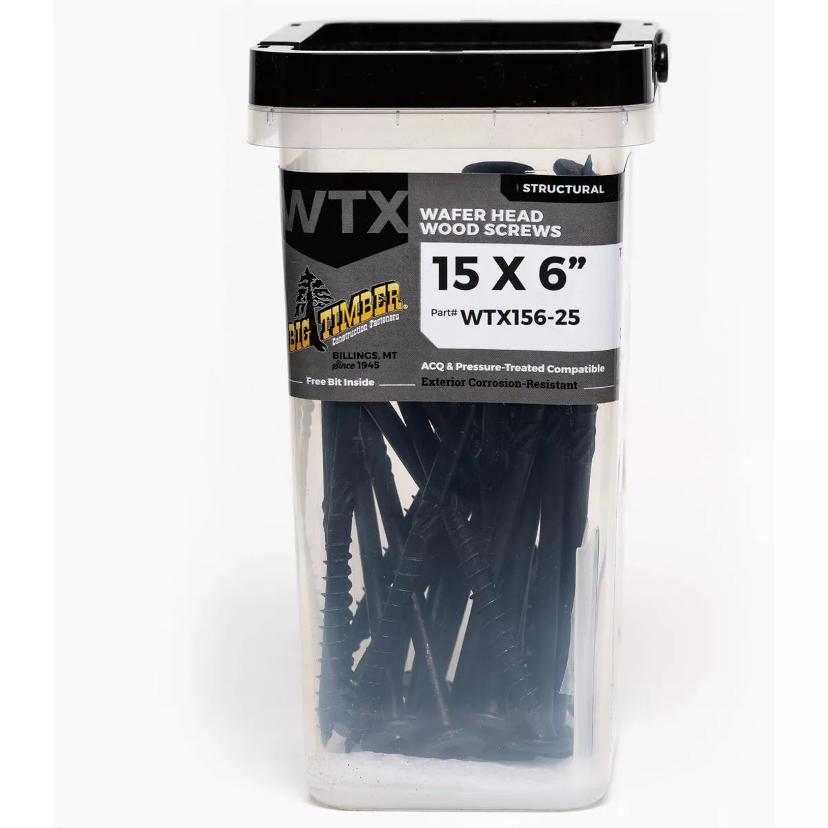 Big Timber #15 x 6 In. Black Wafer Head Wood Screw (25 Ct.)