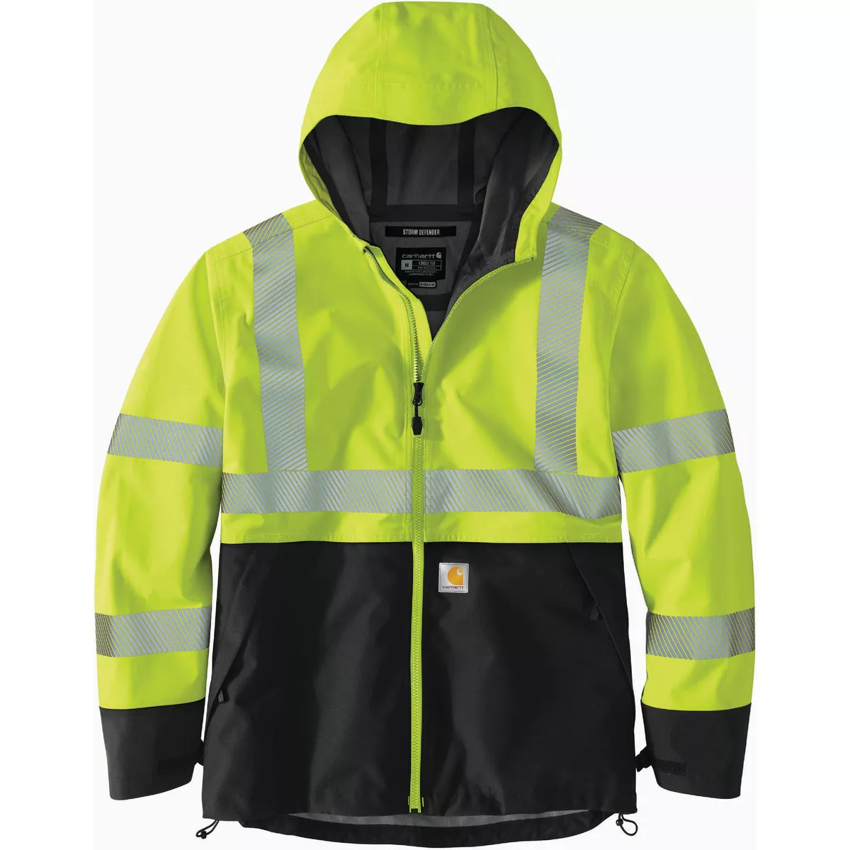 Carhartt Men's Storm Defender Men's Medium Regular Class 3 Brite Lime Midweight High-Visiblity Safety Jacket, Loose Fit