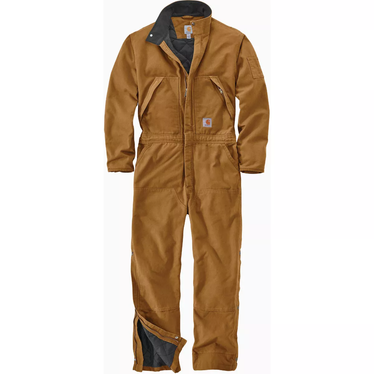 Carhartt Men's Large Tall Brown Washed Duck Insulated Coveralls, Loose Fit