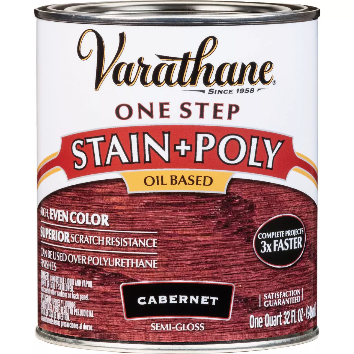 Varathane Semi-Gloss Cabernet One Step Interior Wood Stain and Polyurethane, 1 Qt.