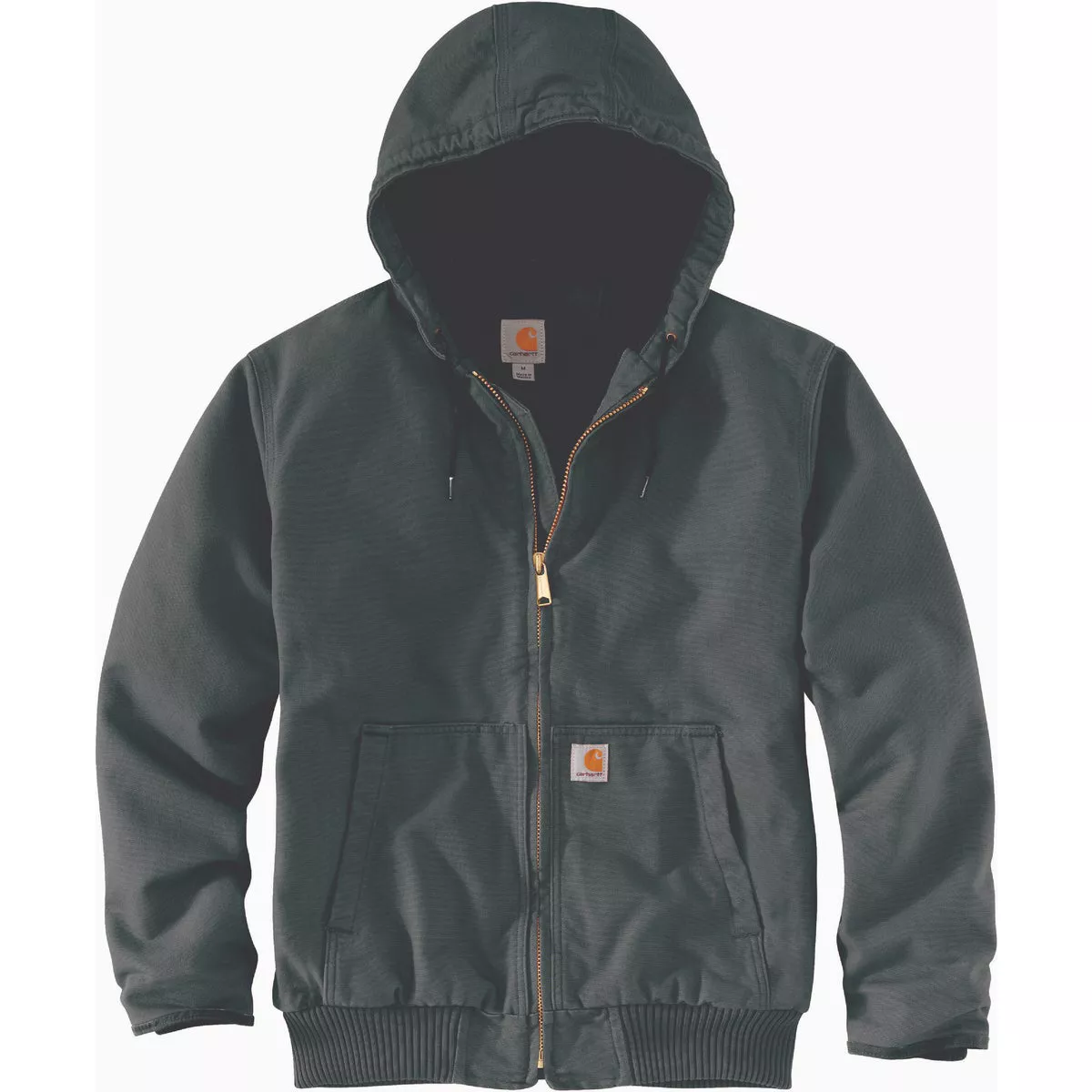 Carhartt Men's Large Regular Gravel Washed Duck Quilted Nylon-Lined Insulated Active Jacket, Loose Fit