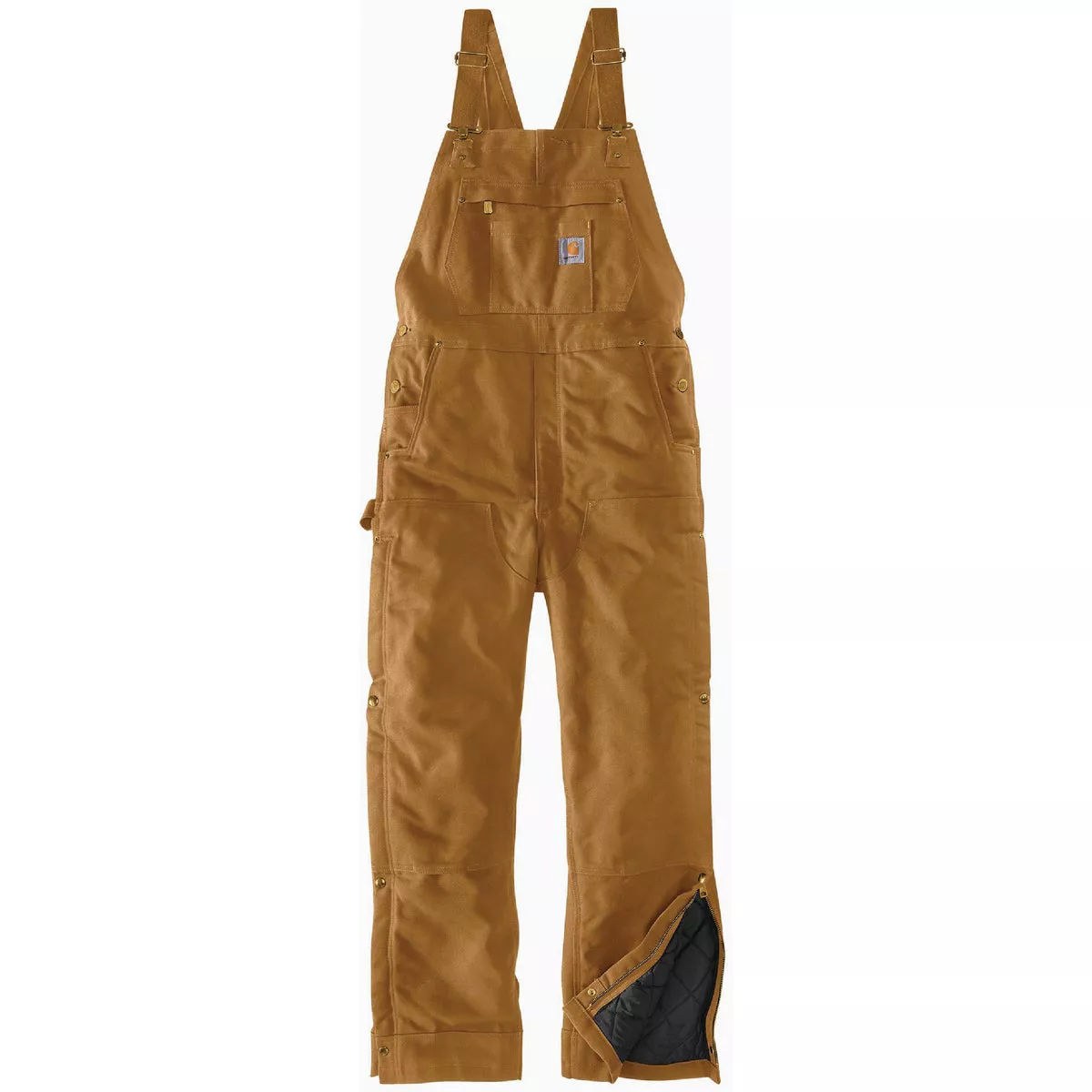 Carhartt Men's Large Short Brown Firm Duck Insulated Bib Overalls, Loose Fit-