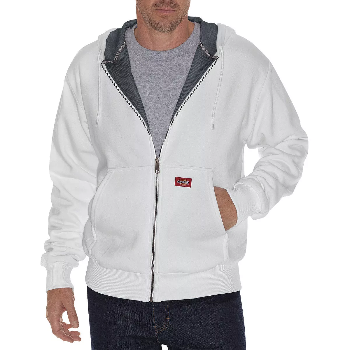 Dickies XL Ash Gray Men's Full Zip Hooded Sweatshirt-