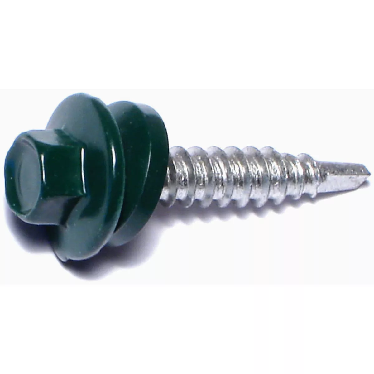 Midwest Fastener #10-14 x 1 In. Green Painted Steel Hex Washer Head Pole Barn Self-Drilling Screws (109 Ct.)-