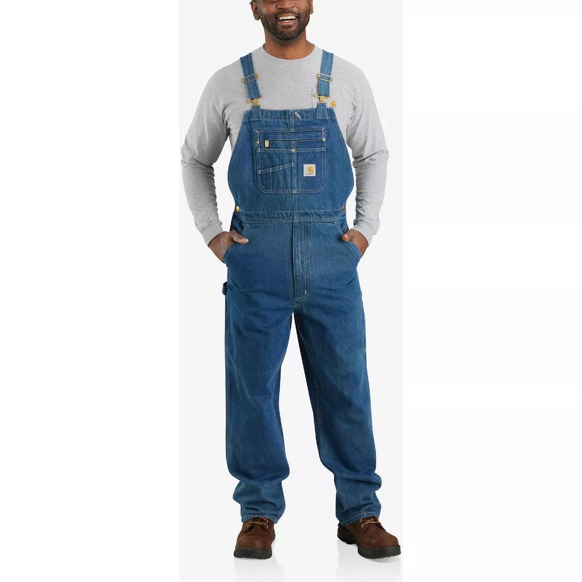 Carhartt Men's 48x34 Darkstone Denim Bib Overalls, Loose Fit