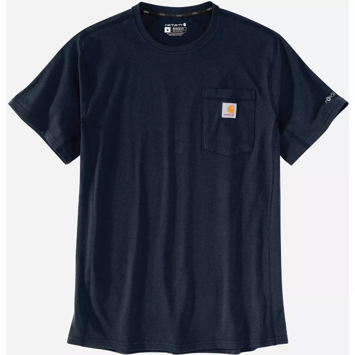 Carhartt Force Men's Small Regular Navy Midweight Short Sleeve Pocket T-Shirt, Relaxed Fit