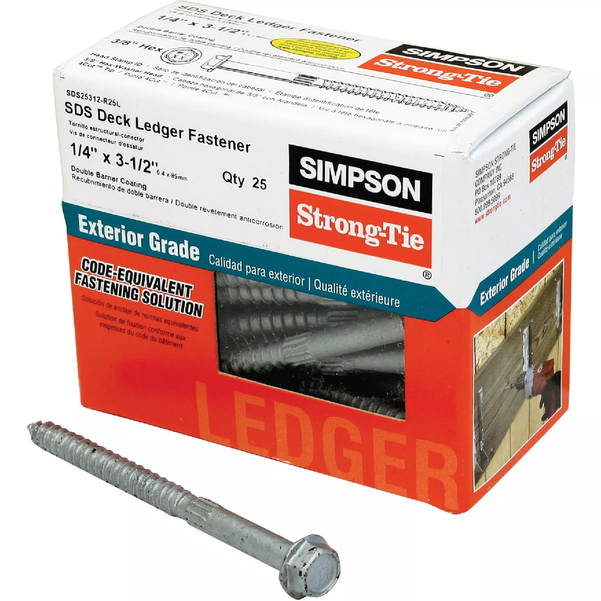 Simpson Strong-Tie Strong-Drive SDS 1/4 In. x 3-1/2 In. Ledger Deck Screw (25 Ct.)