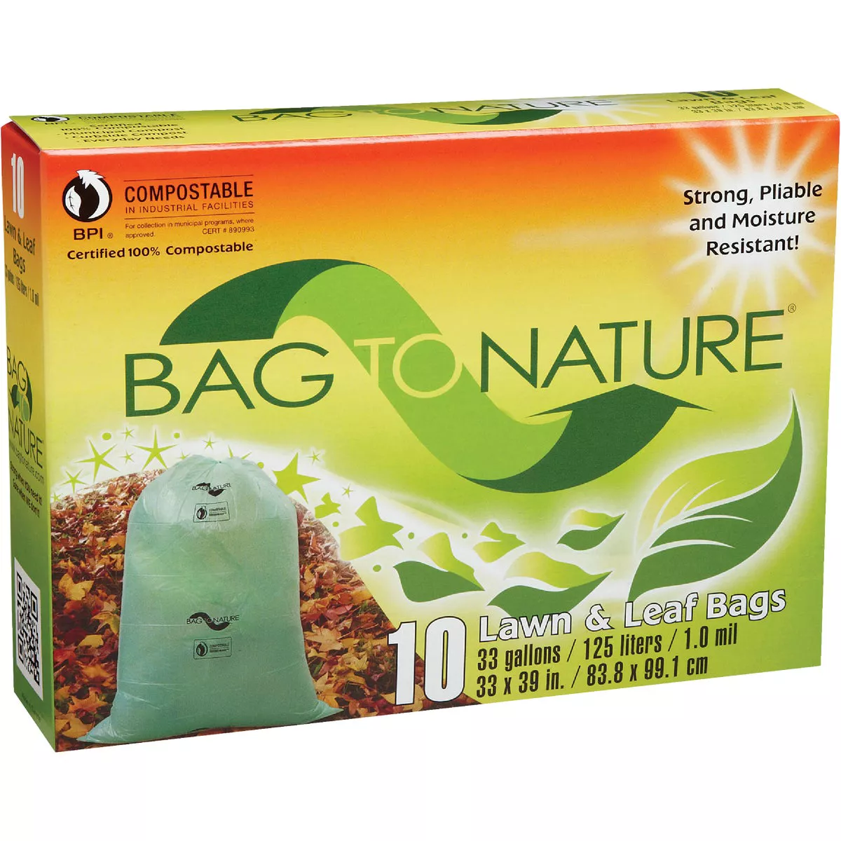 Bag To Nature 33 Gal. Green Compostable Houston Approved Lawn & Leaf Bag (10-Count) - photo 2