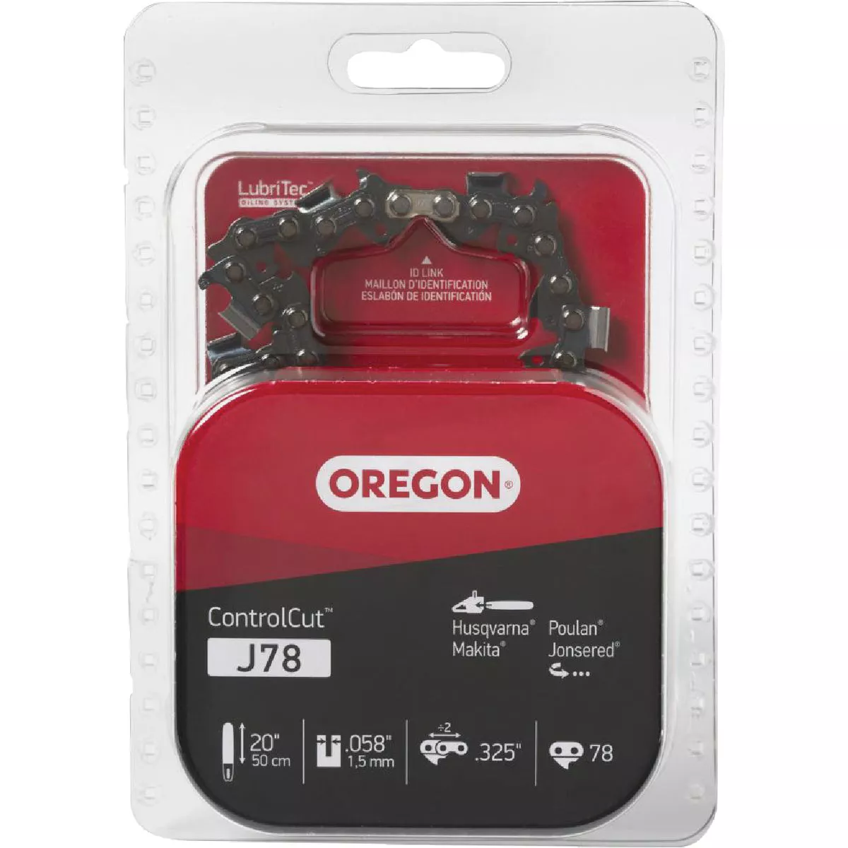Oregon J78 ControlCut Saw Chain for 20 in. Bar - 78 Drive Links - fits Echo, Husqvarna, Makita, Poulan, Jonsered and others