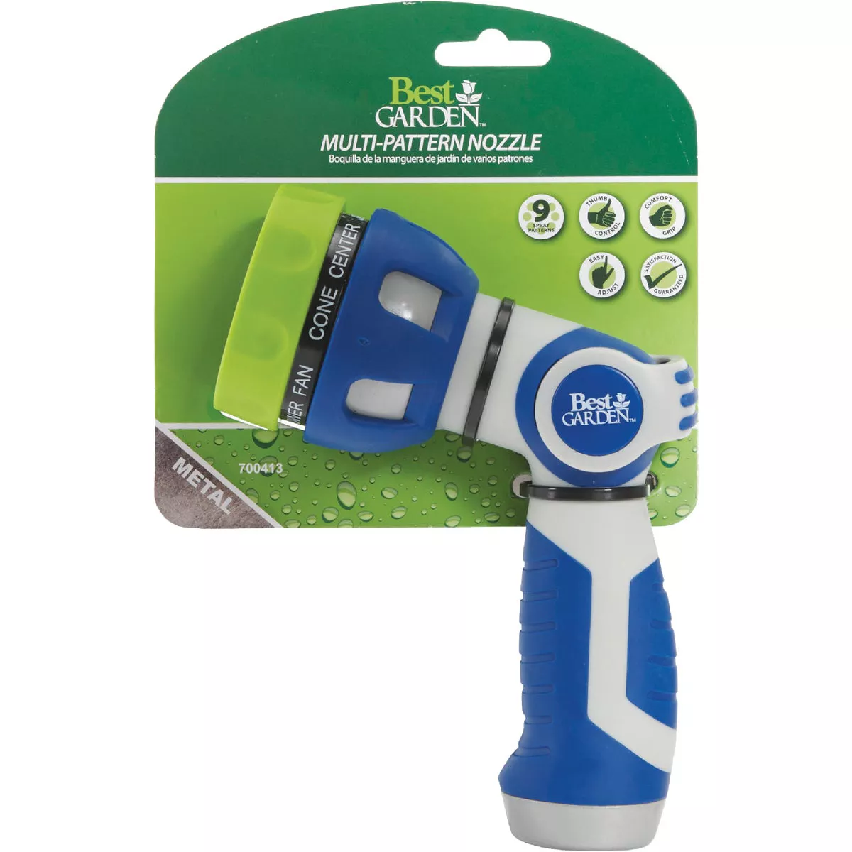 Best Garden Metal 9-Pattern Nozzle, Blue & Gray - photo 4