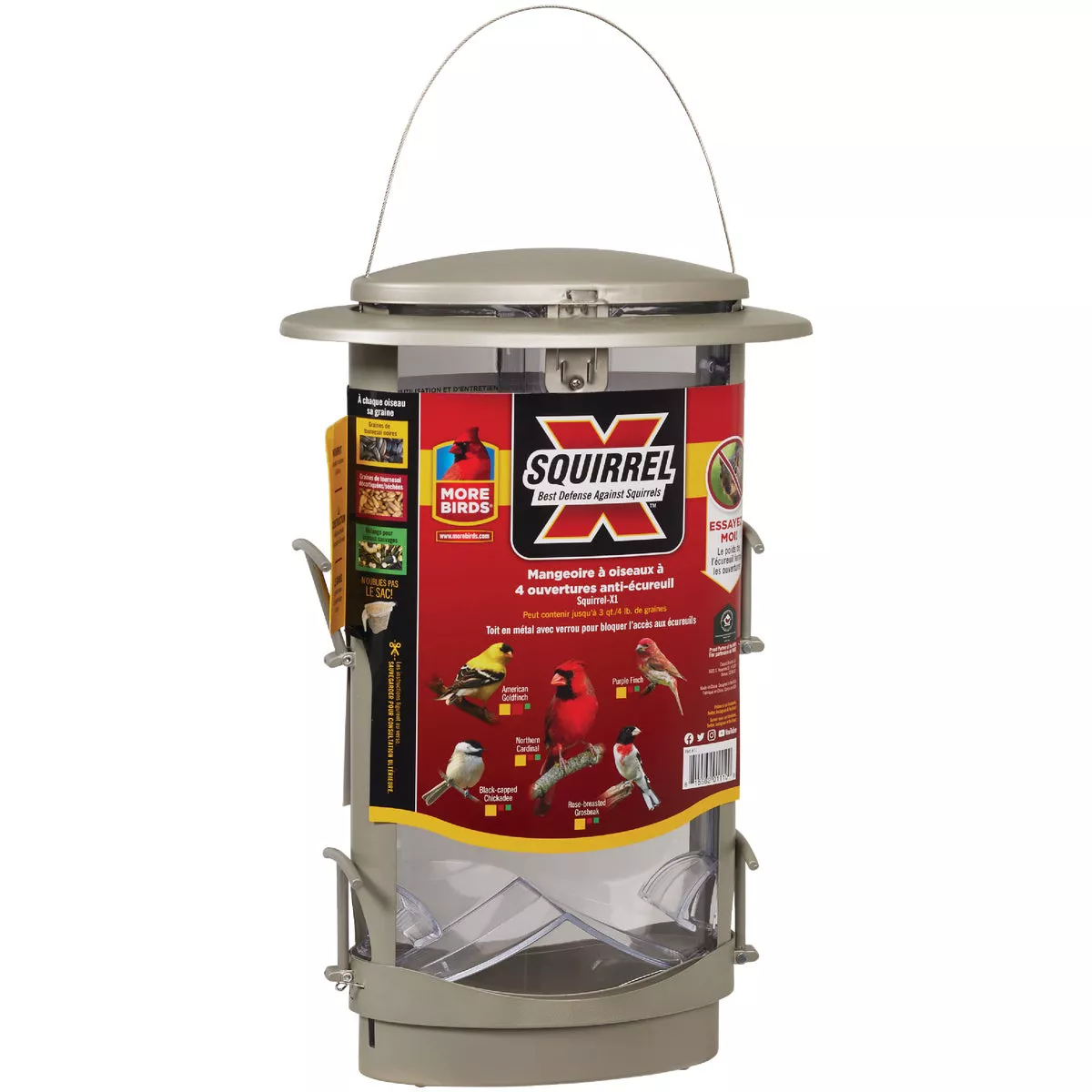 Squirrel X1 Tan Plastic 4.2 Lb. Capacity Elliptical Tube Bird Feeder - photo 2