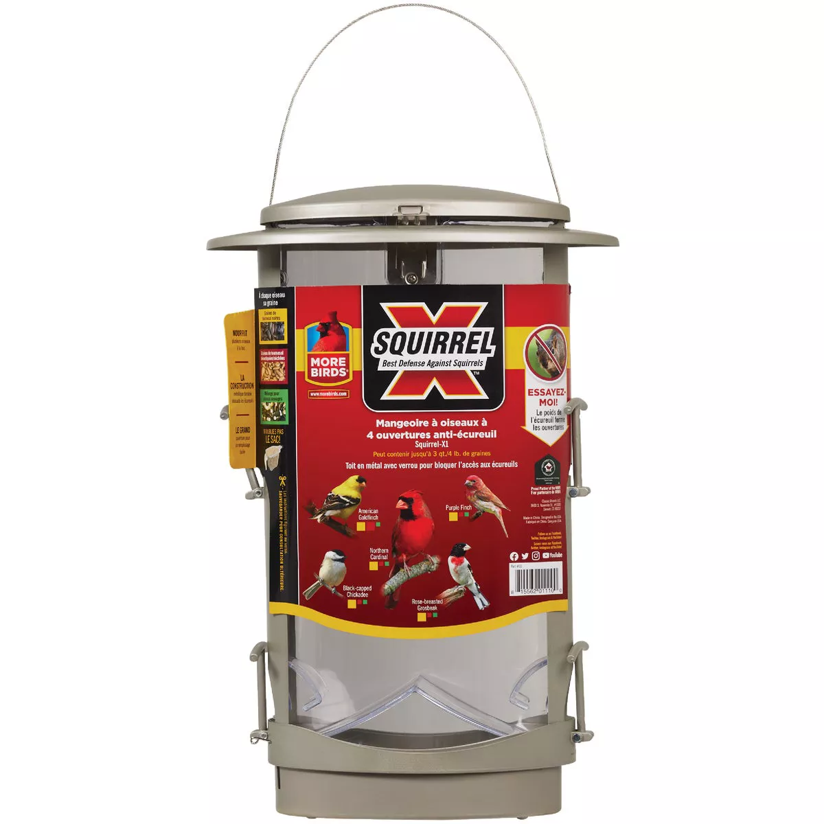 Squirrel X1 Tan Plastic 4.2 Lb. Capacity Elliptical Tube Bird Feeder - photo 3