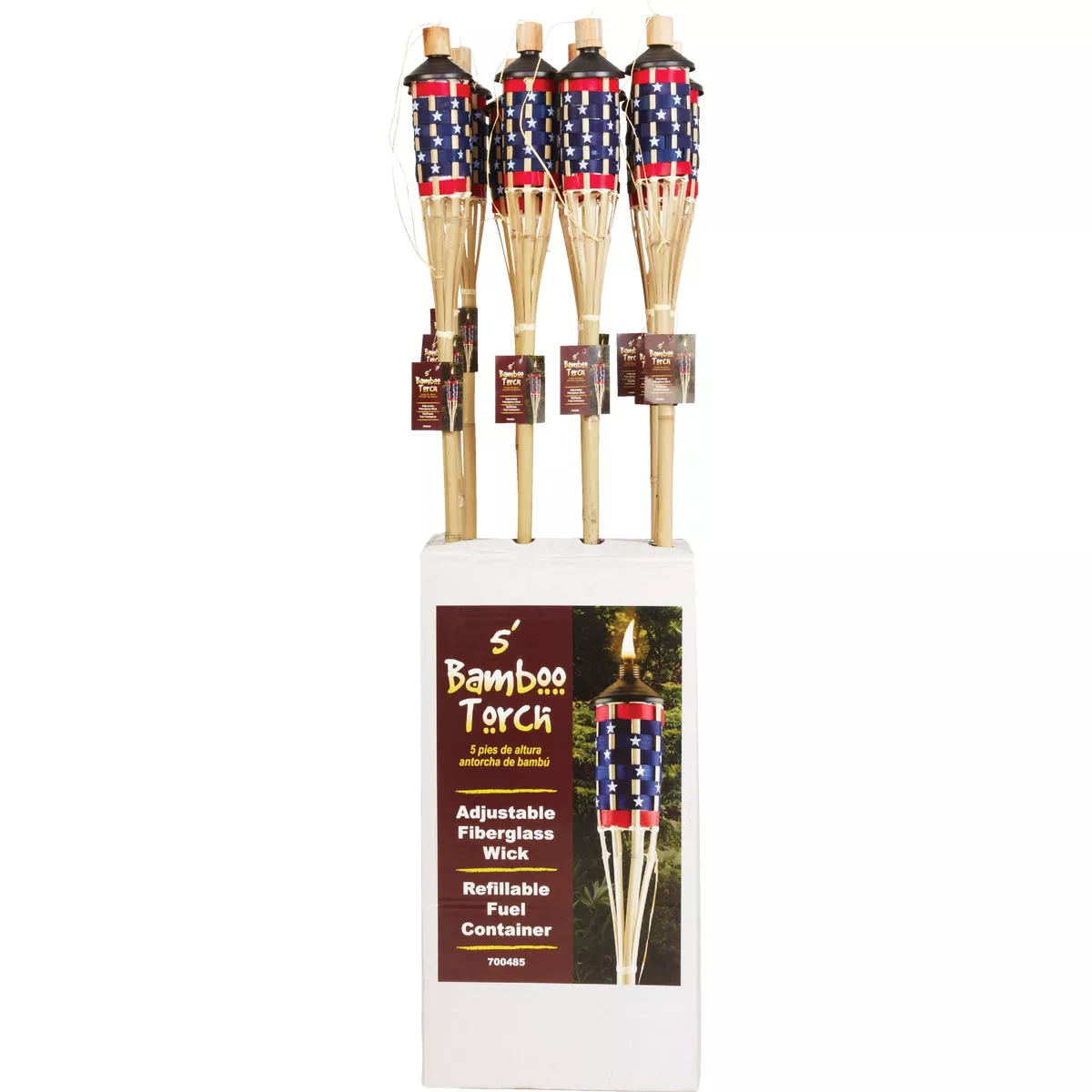 Outdoor Expressions 5 Ft. Natural Bamboo American Flag Patio Torch - photo 2