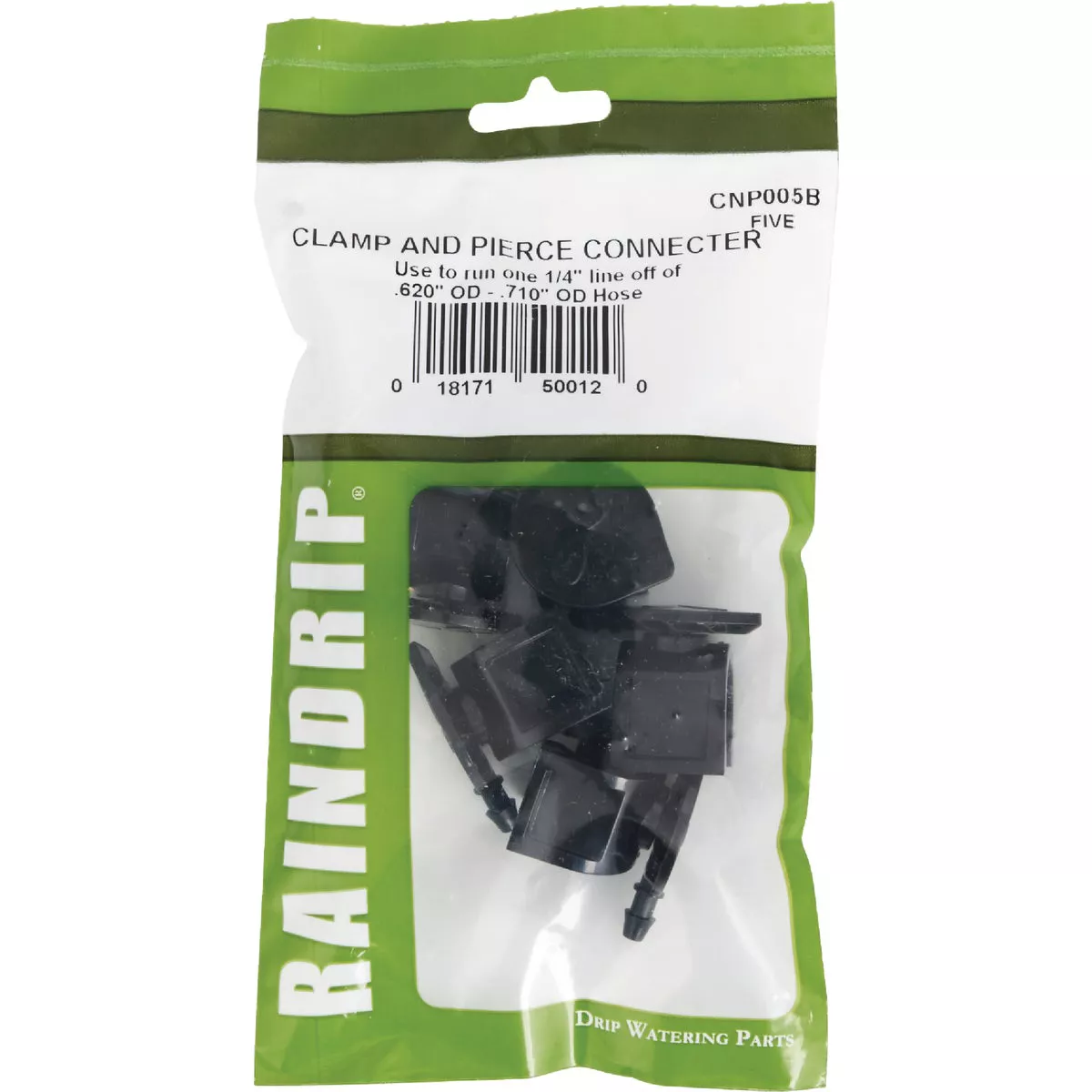 Raindrip Clamp & Pierce 5/8, 1/2, 0.710 In. Tubing Connector (5-Pack) - photo 2