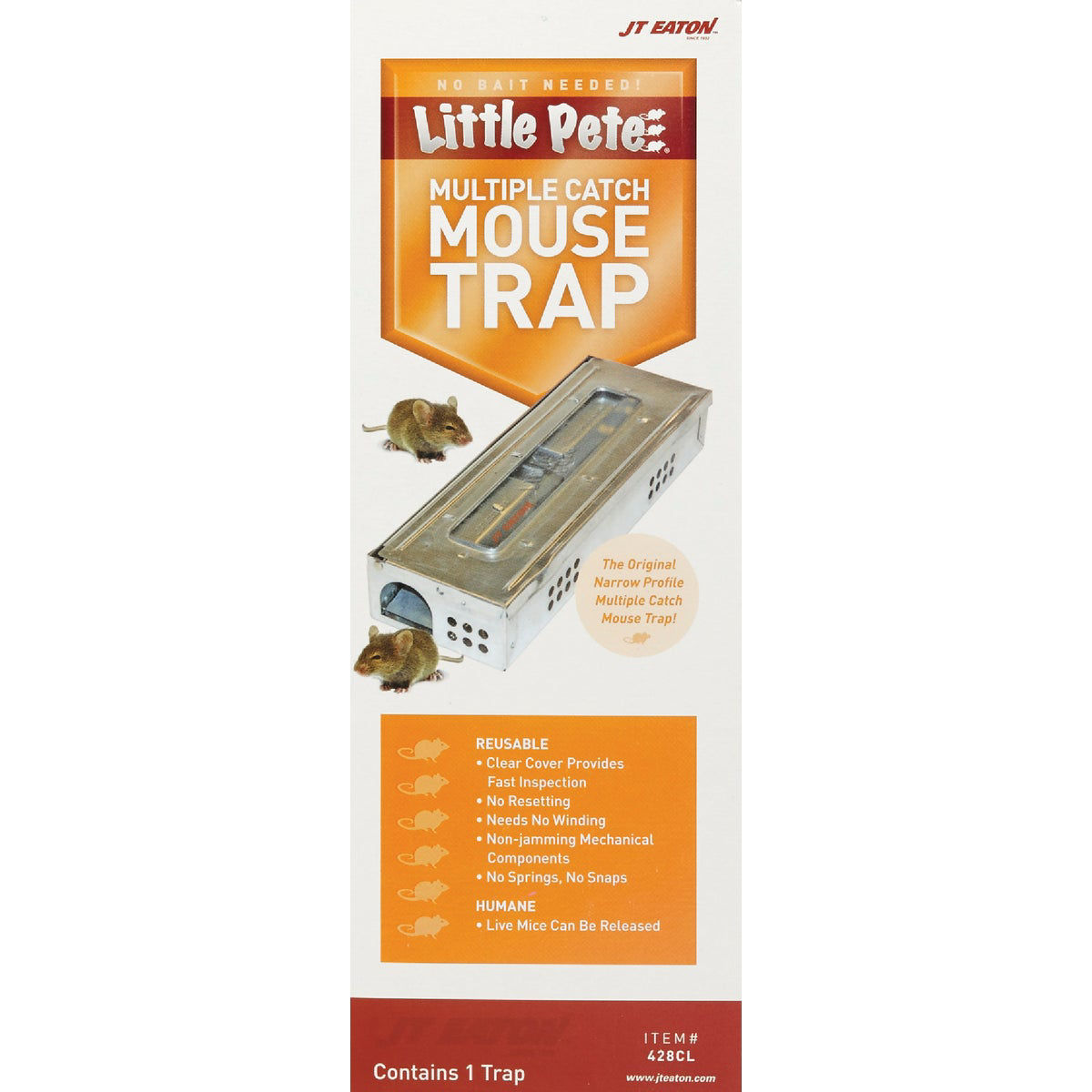 JT Eaton Little Pete Mechanical Mouse Trap with Clear Inspection Window ...