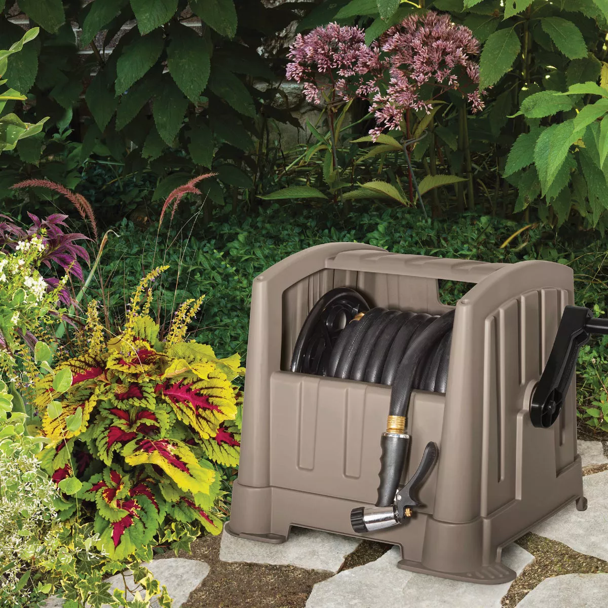 Suncast Hideaway 100 Ft. Dark Taupe Hose Storage - photo 2