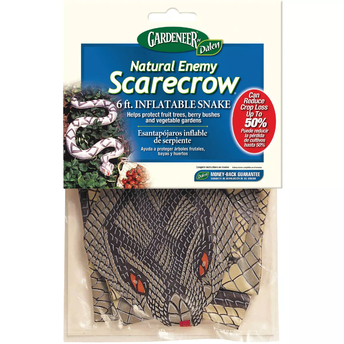 Gardeneer Natural Enemy Scarecrow 6 Ft. Inflatable Snake Pest Deterrent Decoy
