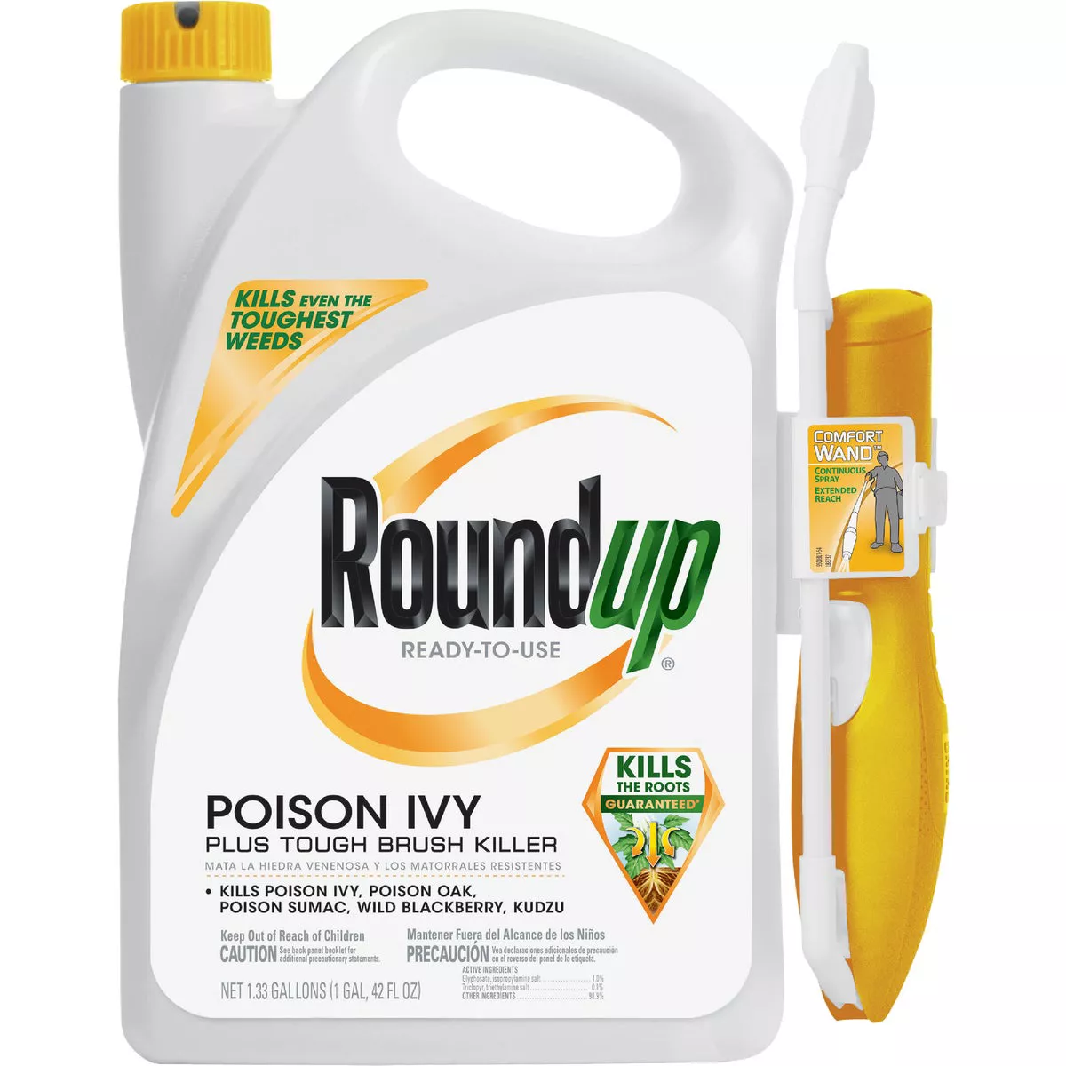 Roundup 1.33 Gal. Ready-To-Use Poison Oak & Ivy Plus Tough Brush Killer with Comfort Wand