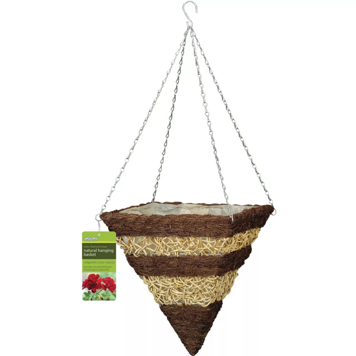 Gardman 14 In. Brushwood & White Rattan Brown & Tan Hanging Plant Basket