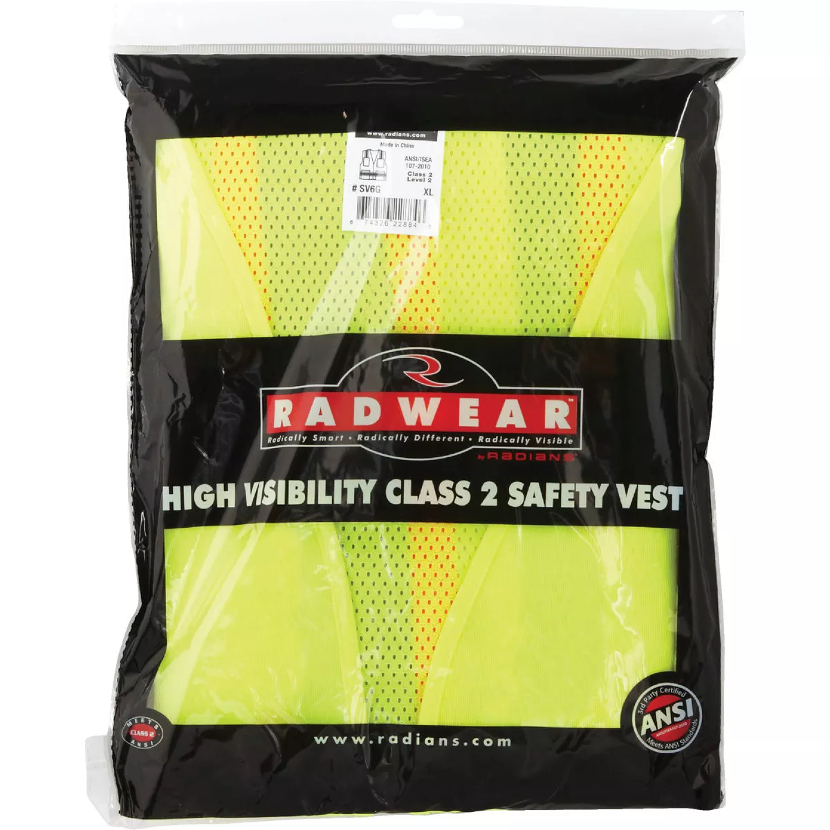 Safety Works Professional ANSI Class 2 Hi Vis Lime Solid Safety Vest, 1 Size Fits Most - photo 2