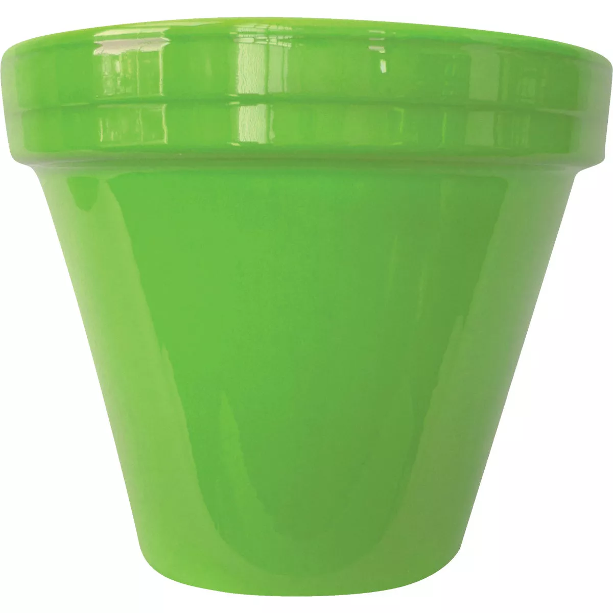 Ceramo Spring Fever 8-1/2 In. H. x 7-1/2 In. Dia. Bright Green Clay Flower Pot