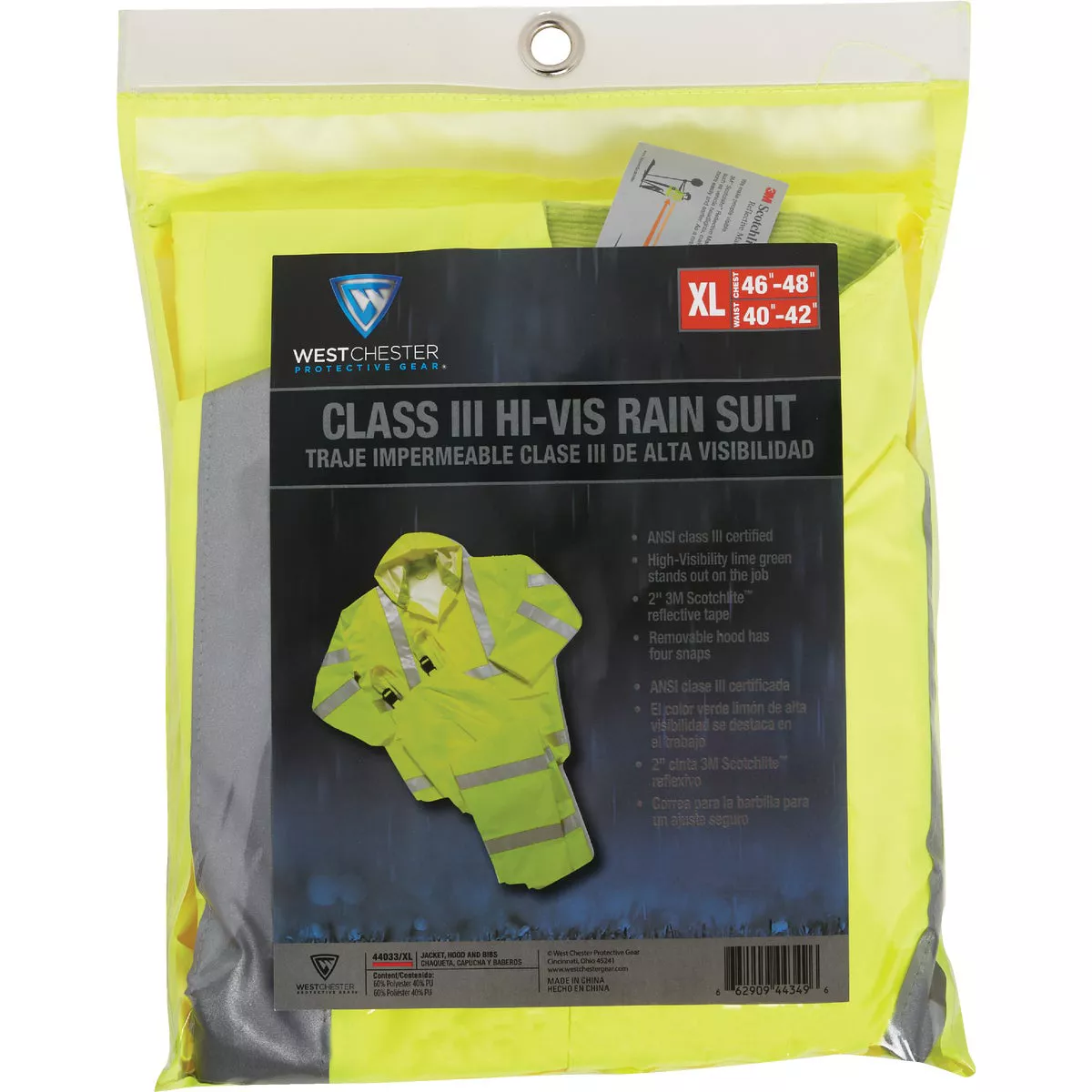 West Chester Protective Gear XL 3-Piece Hi-Vis Yellow Rain Suit - photo 2
