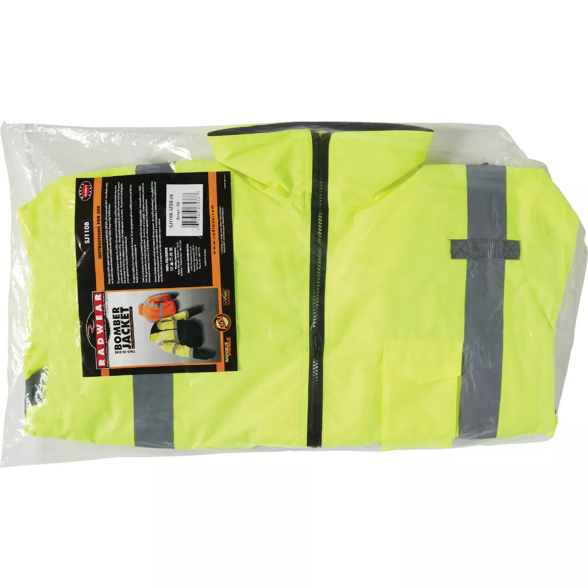 Radians Rad Wear ANSI Class 3 Hi Vis Green Safety Jacket XL - photo 2
