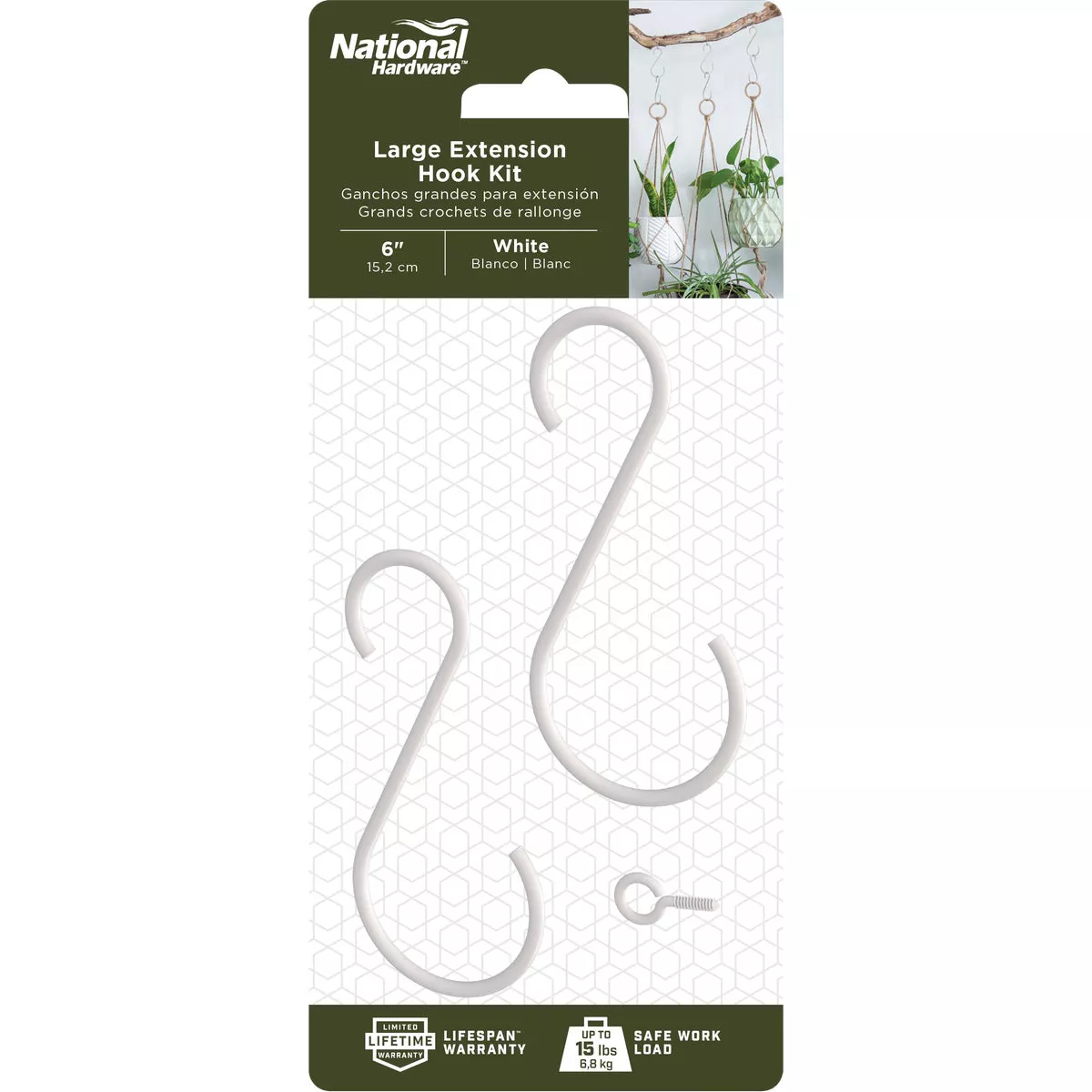 National Hardware 6 In. White Steel Extension Hook Kit - photo 2