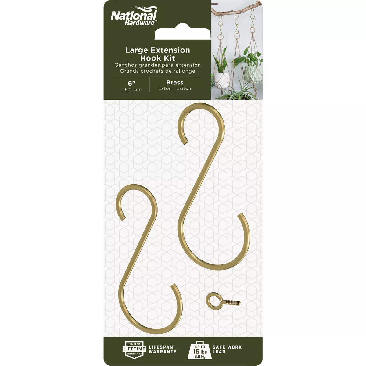National Hardware 6 In. Brass Steel Extension Hook Kit - photo 2