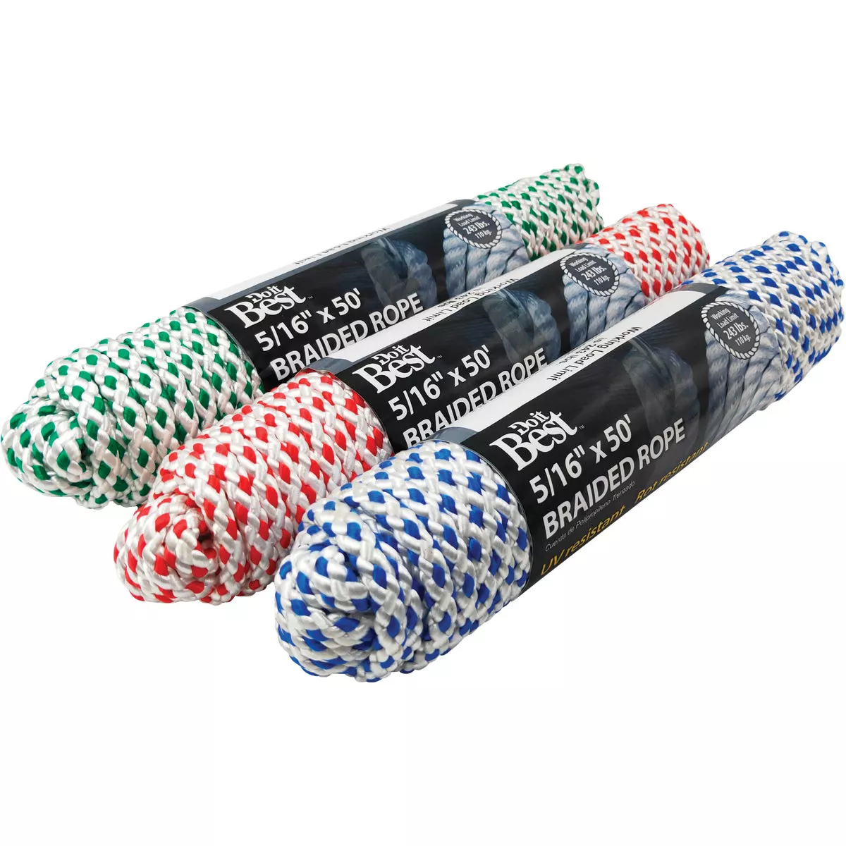 Do it Best 5/16 In. x 50 Ft. Assorted Colors Diamond Braided Polyester Packaged Rope - photo 2