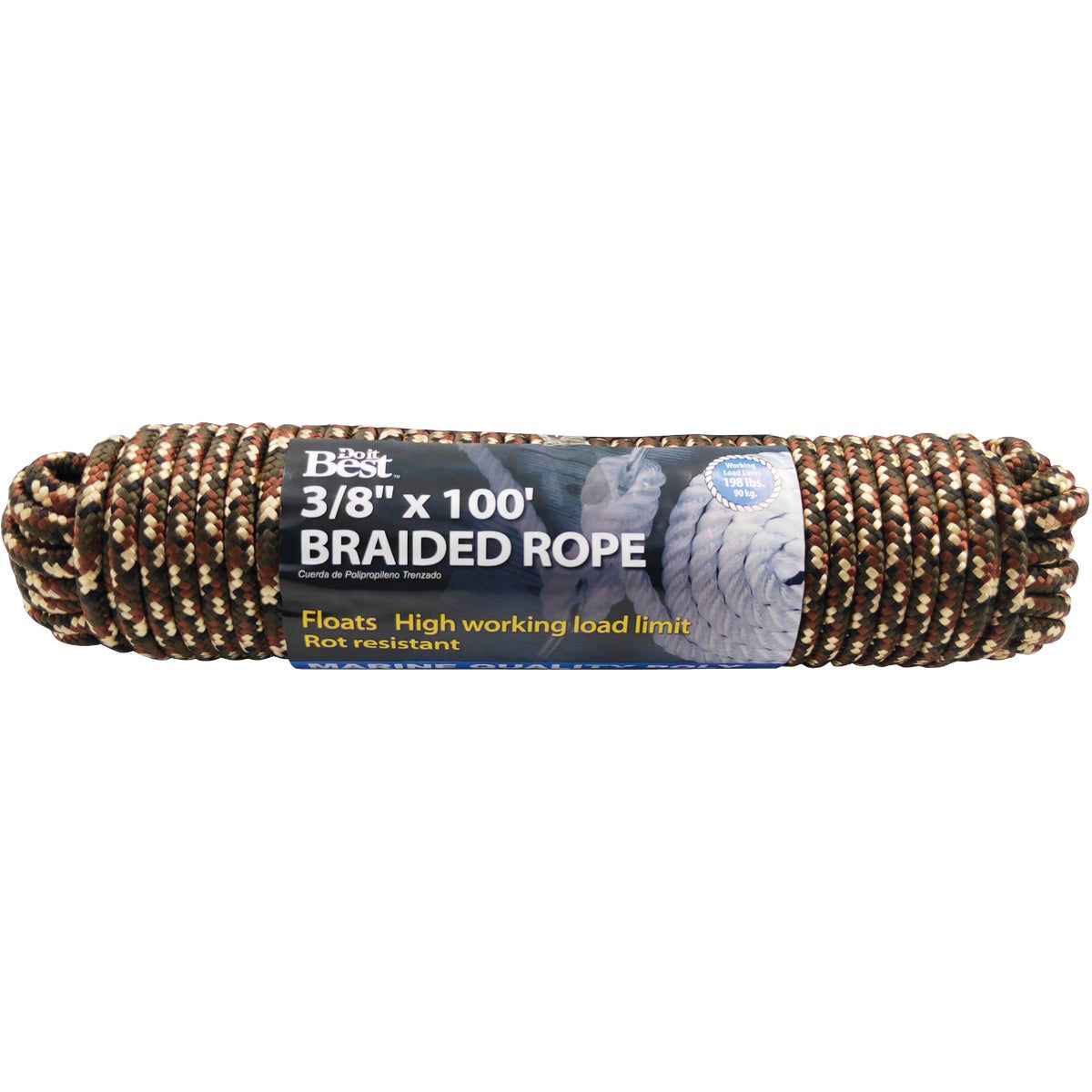 Do it Best 3/8 In. x 100 Ft. Camouflage Diamond Braided Polypropylene  Packaged Rope