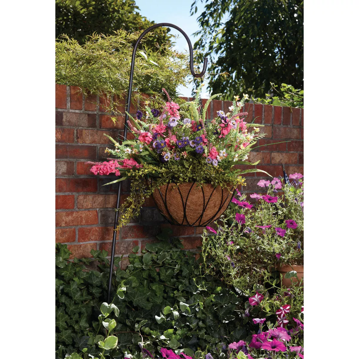 Best Garden 12 In. Steel Rod Black Powder Coat Hanging Plant Basket - photo 2