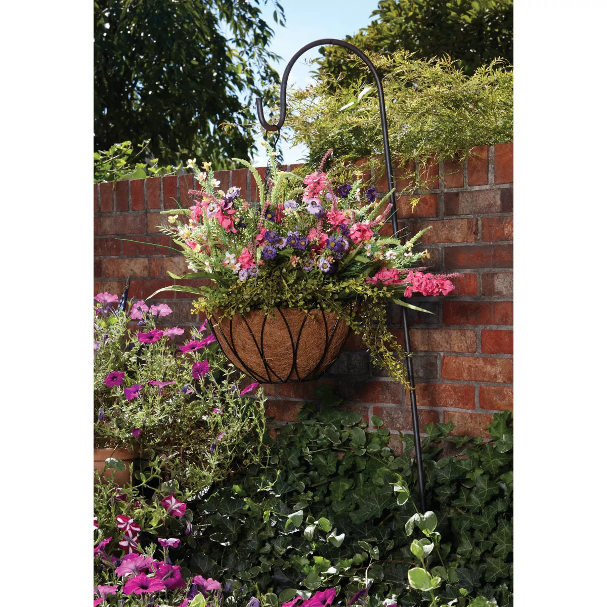 Best Garden 14 In. Steel Rod Black Powder Coat Hanging Plant Basket - photo 2