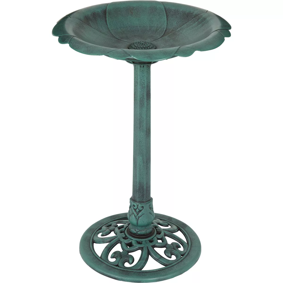 Best Garden Antique Verdigris Flower Pedestal Bird Bath - photo 4
