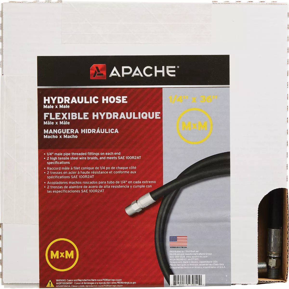 Apache 1/4 In. x 36 In. Male to Male Hydraulic Hose - photo 2