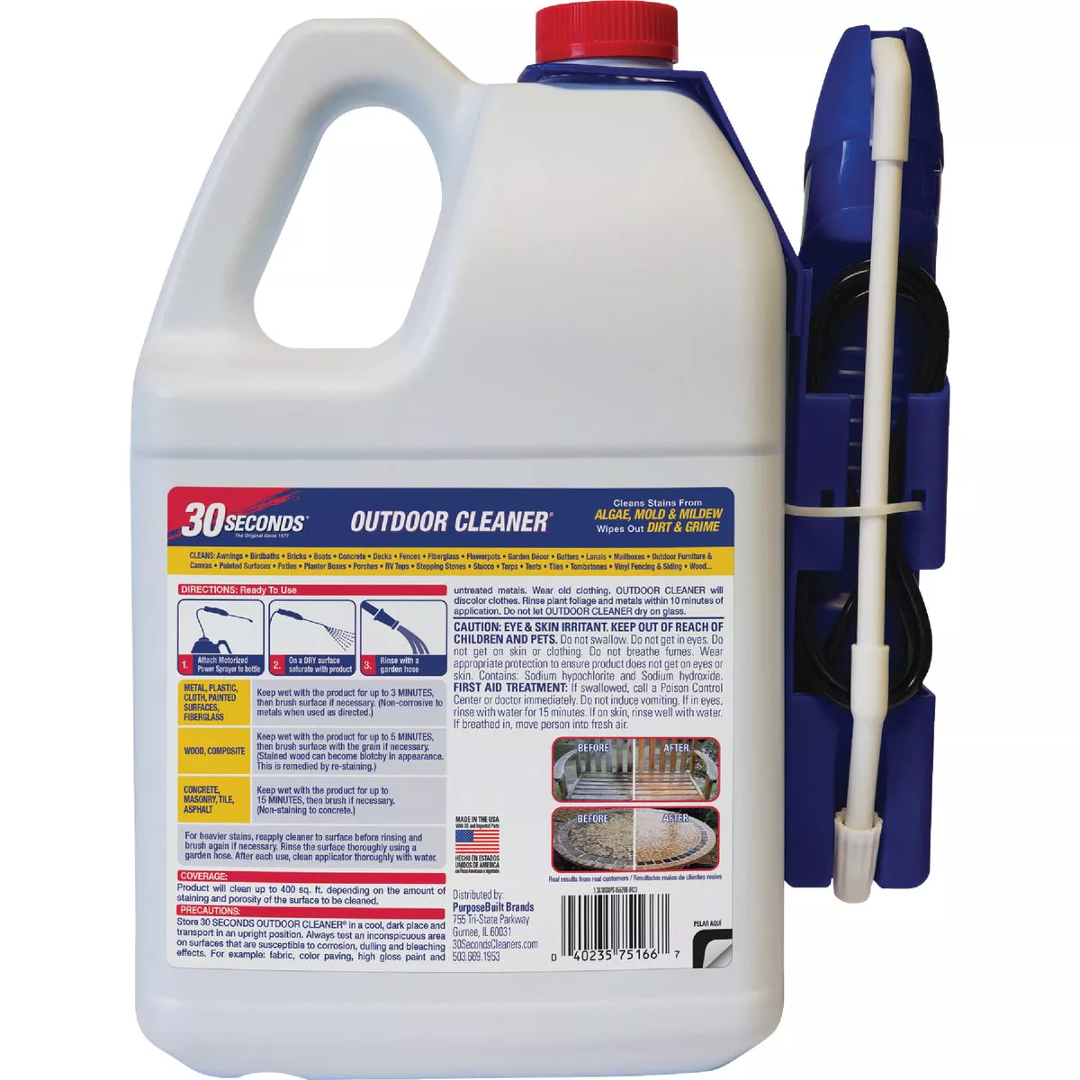 30 seconds 1.3 Gal. Ready To Use Power Sprayer Algae, Mold & Mildew Stain Remover Outdoor Cleaner - photo 2